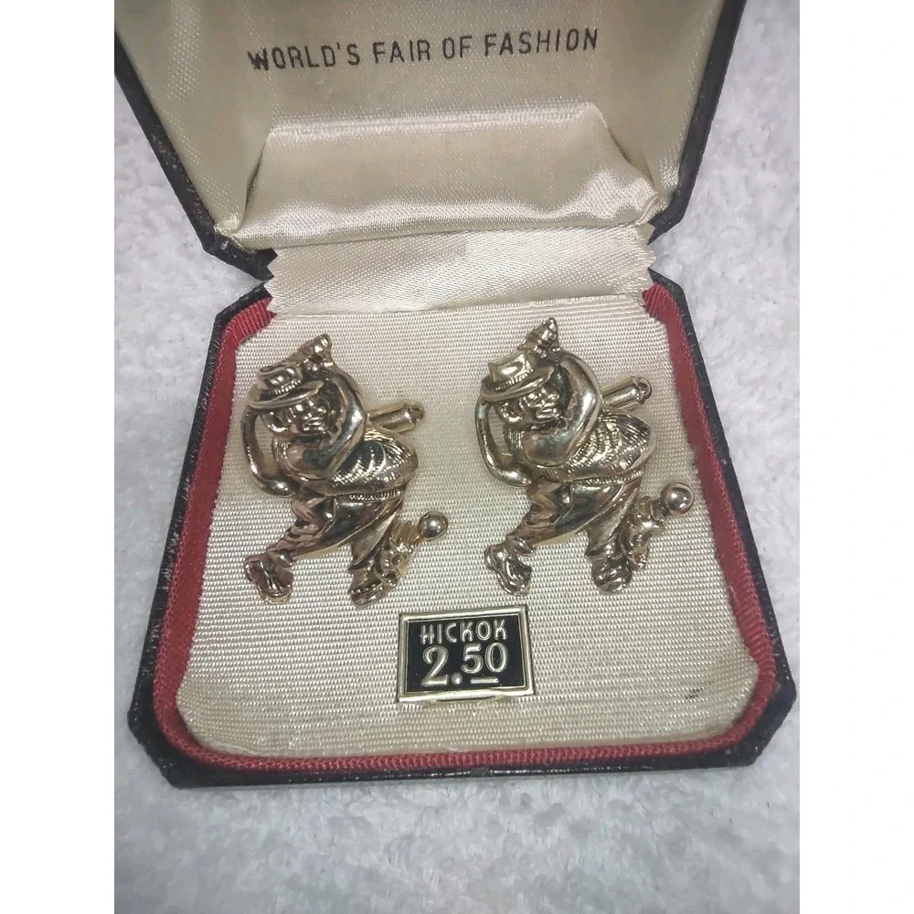 Golfer Caricature Vintage HICKOK USA Cuff Links